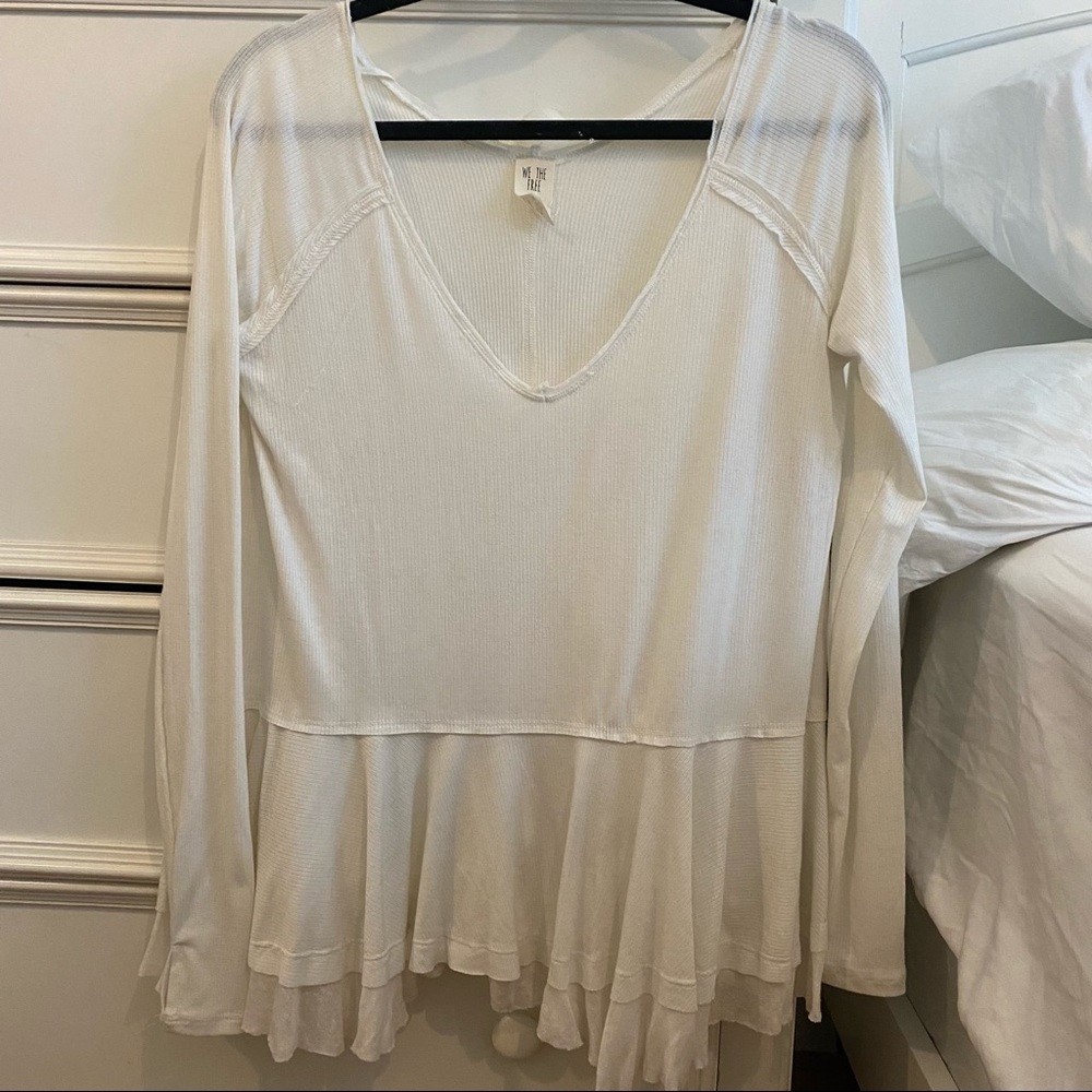 free people white peplum long sleeve